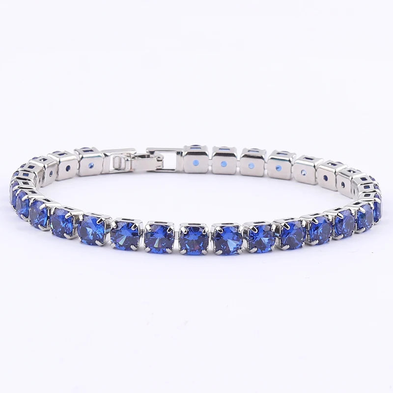 2022 New Rainbow Crystal Tennis Bracelets For Women Bracelet Set 18K Gold Silver Colorful Zirconia Femme Bridal Wedding Jewelry