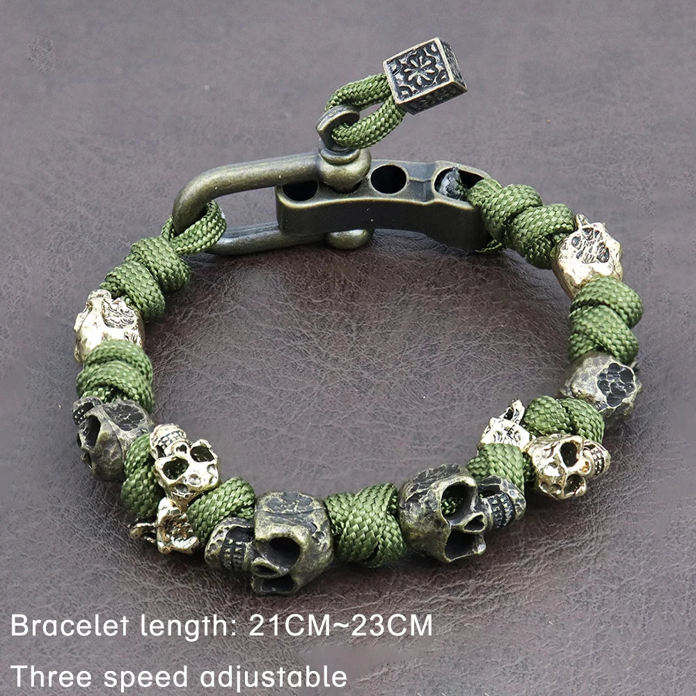 Trendy Popular Skull Bracelets for Men Gift Vintage Adjustable Woven Bracelet Punk Rock Charm Male Jewelry Accessories Wholesale