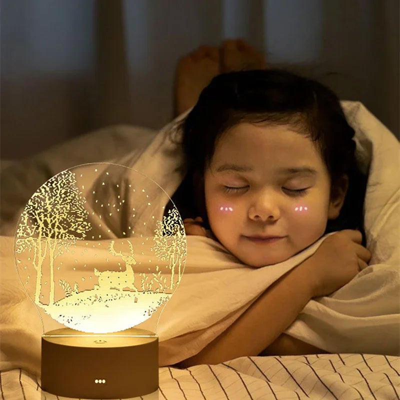 3D Visual Illusion Night Light Visual Creative LED Desk Lamp Changes USB Powered Gift for Kids