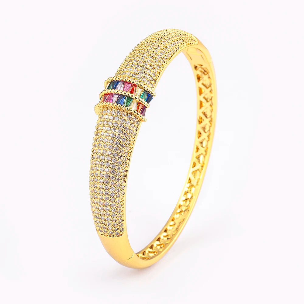 Nidin High Quality Pave Shiny Zircon Charm Bracelets 6 Colors For Women Wedding Party Adjustable Bangles Luxury Jewelry Gifts