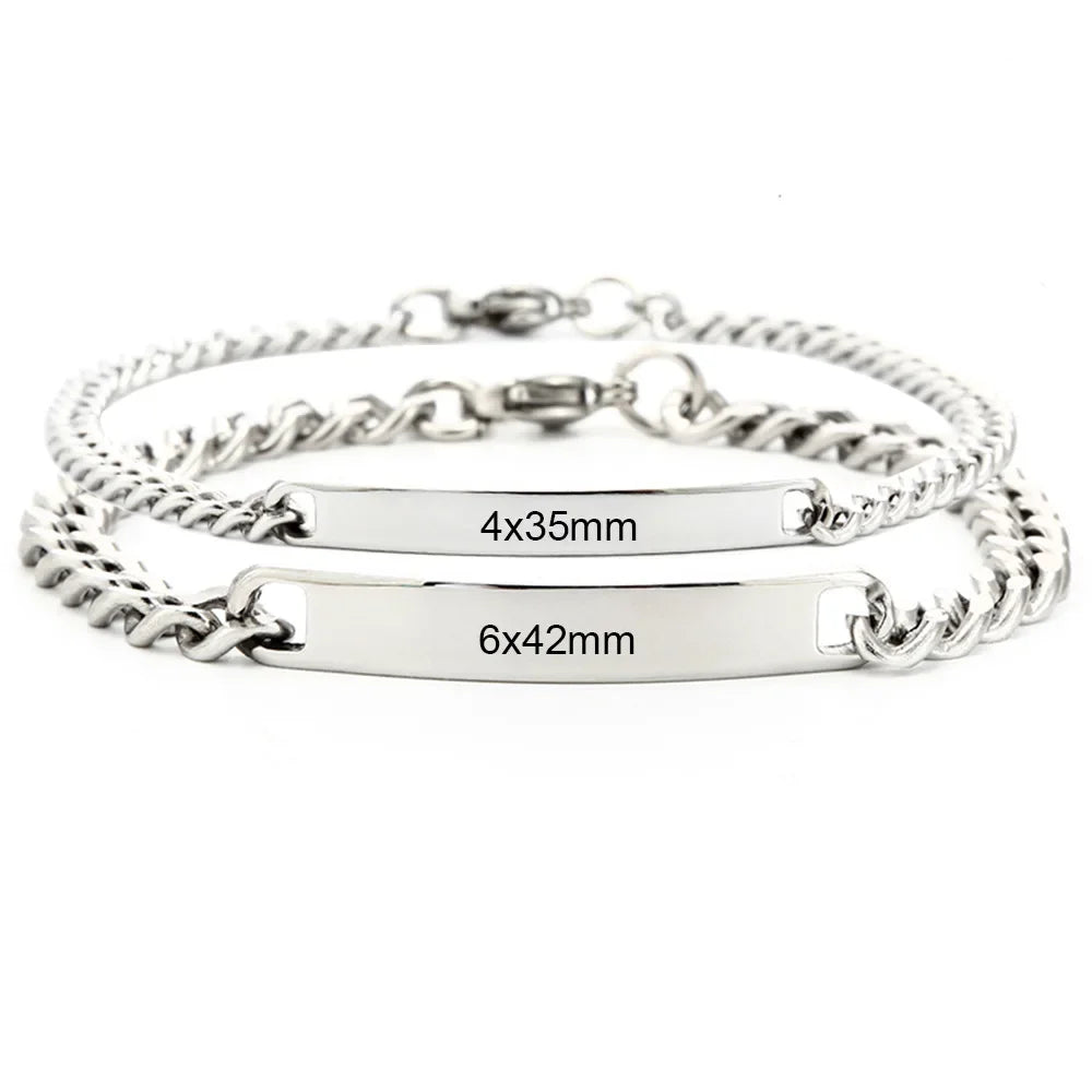 2pcs/set Customized Name Bracelet Made of Stainless Steel Couple Gift Included Jewelry Box Supports Dropshipping 2025 Hot