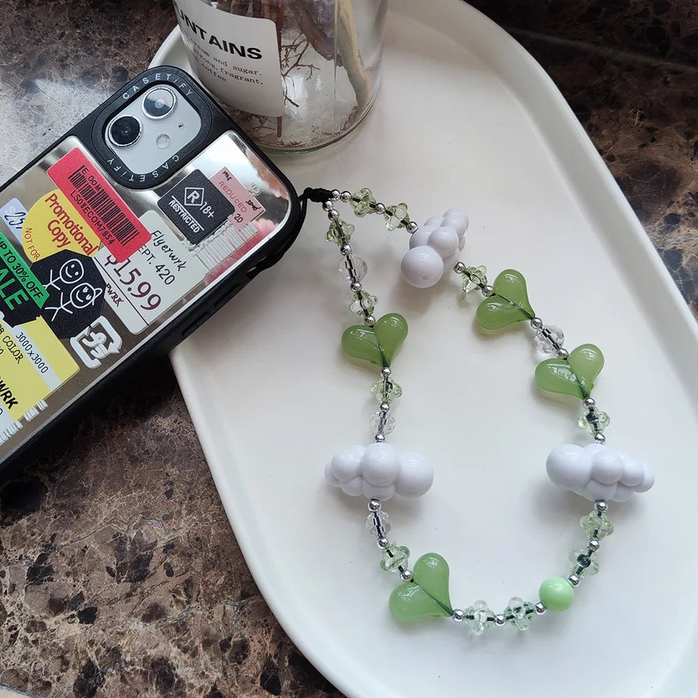 HERLOOK Love Heart Phone Straps Clouds Phone Charm Y2K Accesories String for Cellphone Jewelry