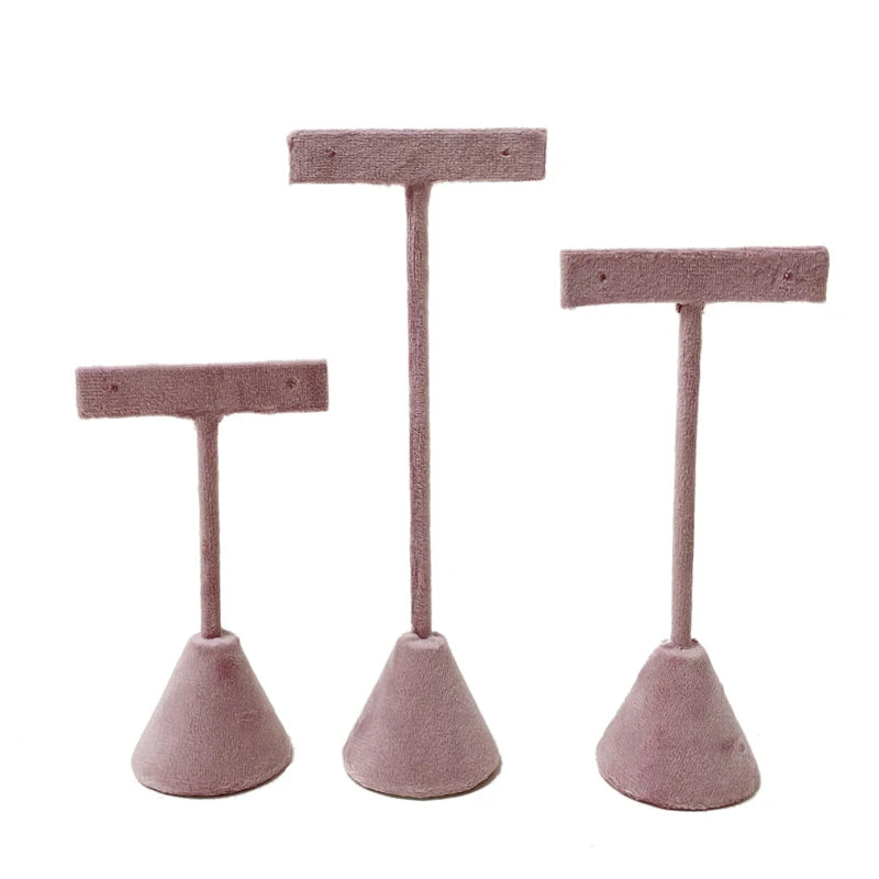 T-shaped Earring Display Stand Velvet PU Leather Jewerly Display Rack Earring Stud Accessories Display Storage Props 3Pcs/lot