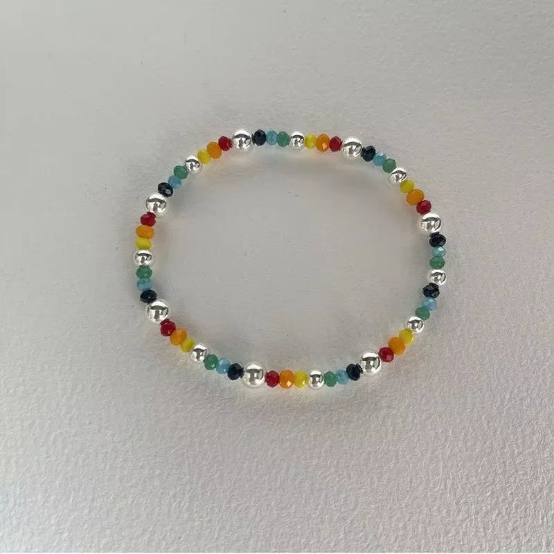 Rainbow Bear Love Beaded Pendants Bracelet for Women Y2K Elegant Trendy Handmade Bead Chain Party Jewelry Gifts