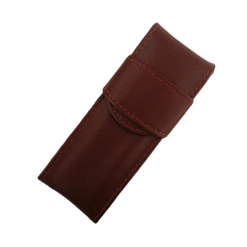 Vintage PU Leather Pencil Bag Fountain Pen Stationery Holder Protective Cover Office School Supplies Retro Pen Torage Case