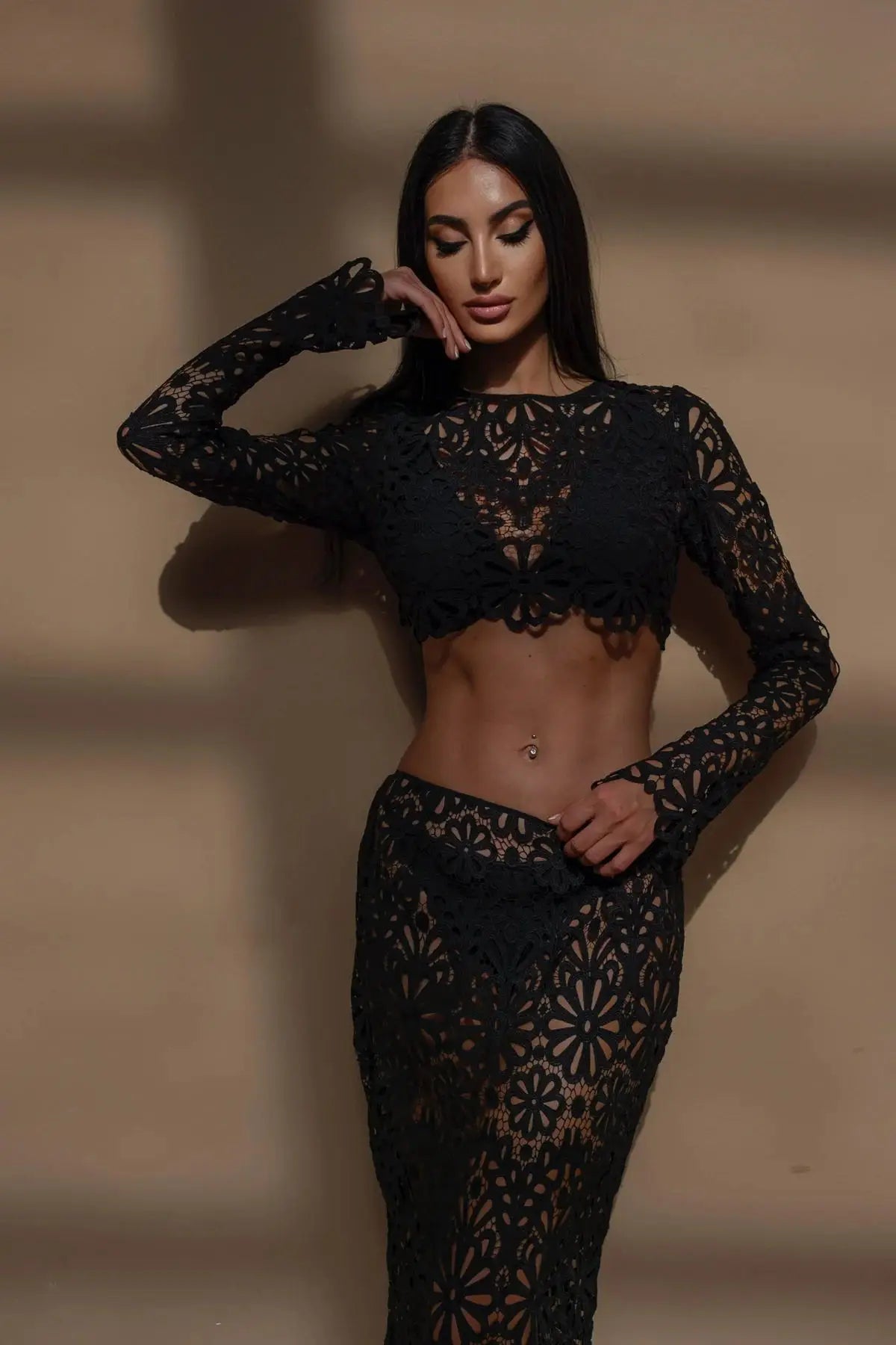 White Elegant Embroidery Hollow Out Beach Dresses Set Sexy See Though Crop Tops Long Skirts Women Sets Summer Women Outfits