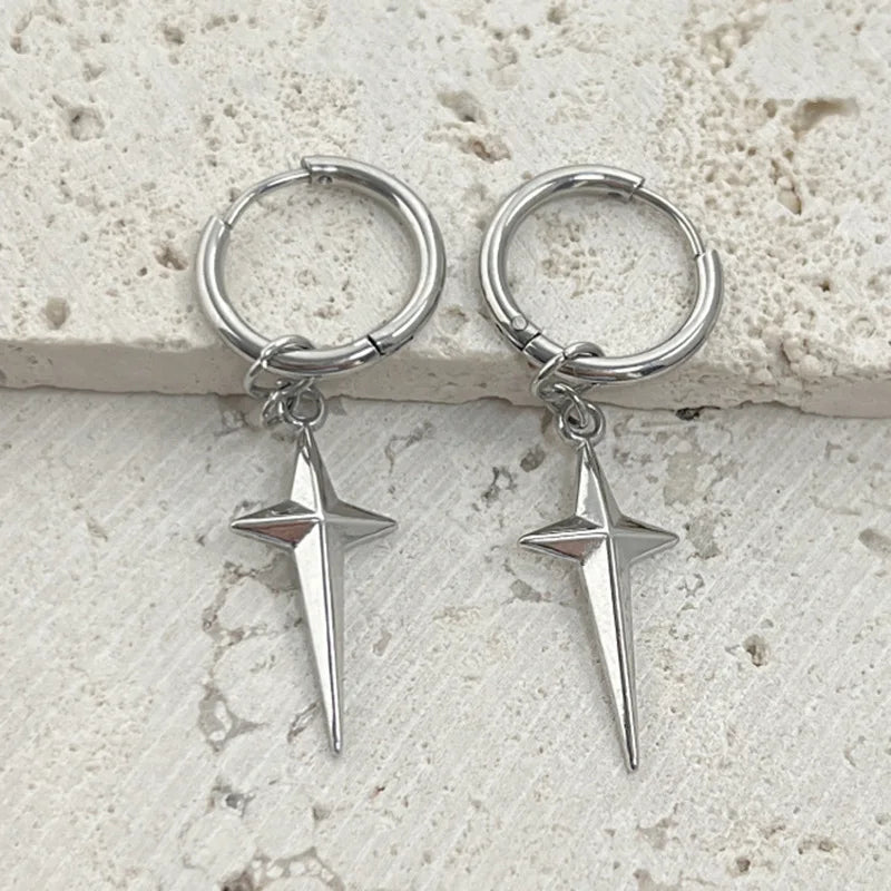 925 Sterling Silver Minimalist Jesus Cross Pendant Earrings Gold/Silver Hoop Earrings Fashion Wedding Party Earrings Jewelry