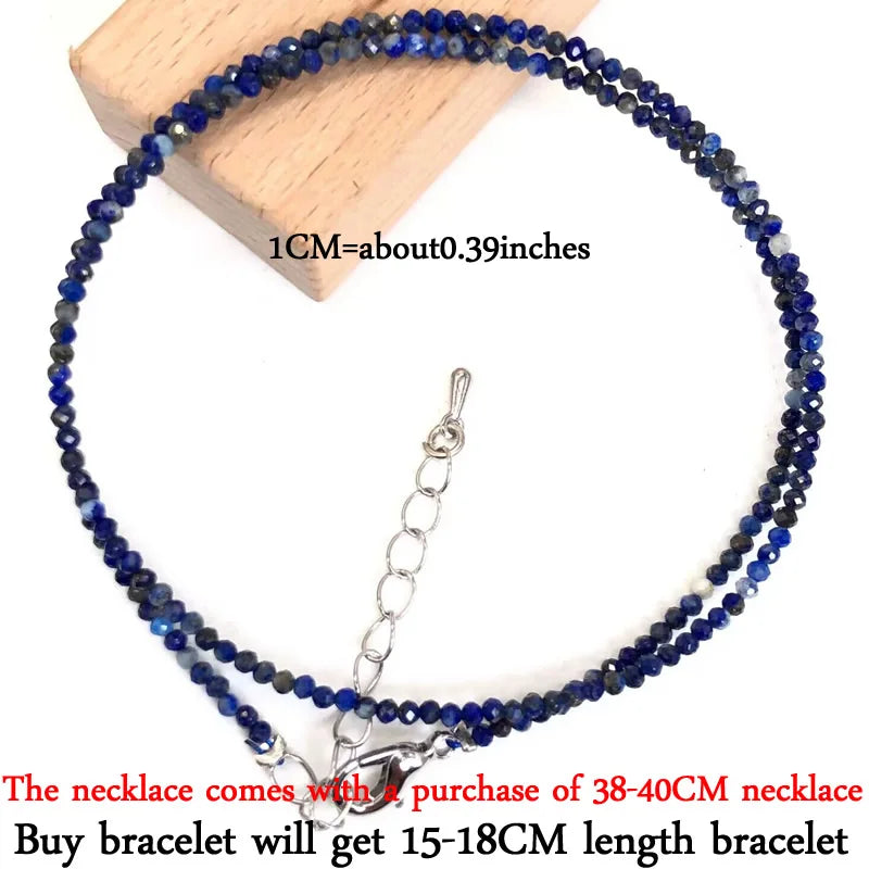 2-3mm Natural Stone Beaded Necklace Handmade Mini Tourmaline lapis crystal Energy Healing Female Bracelet for Women Jewelry Gift