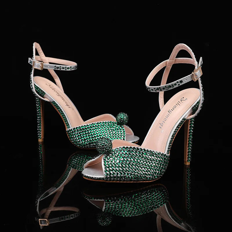 Fashion High Quality Wedding Shoes Women Pearls Studs Luxury Peep Toe White High Heels Buckle Designer Woman Sandal 43 Zapatos