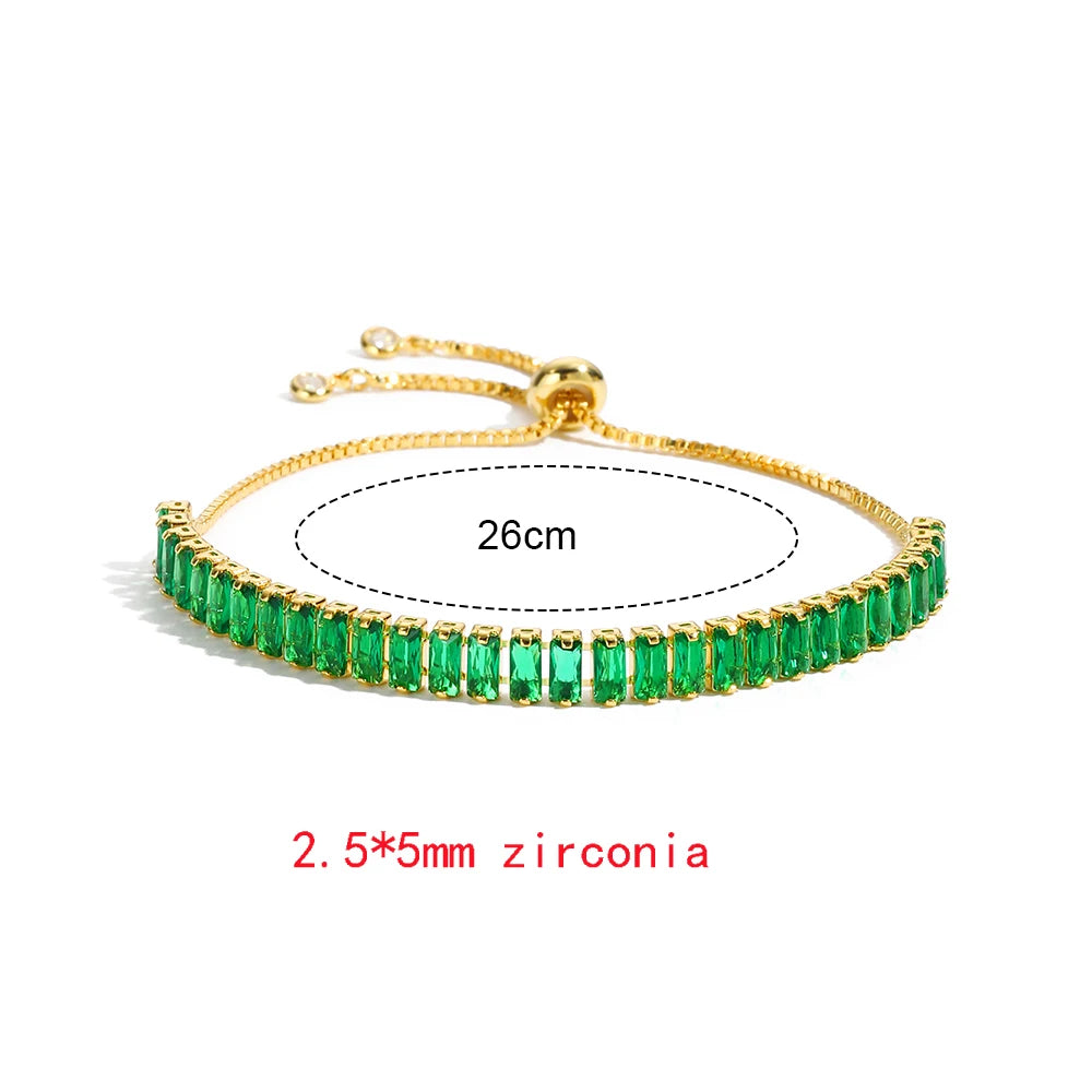 Luxury Rainbow Adjustable Multicolor Tennis Bracelets For Women Ladies Wedding Colorful Zircon Charm Bracelet Hand Chain Jewelry