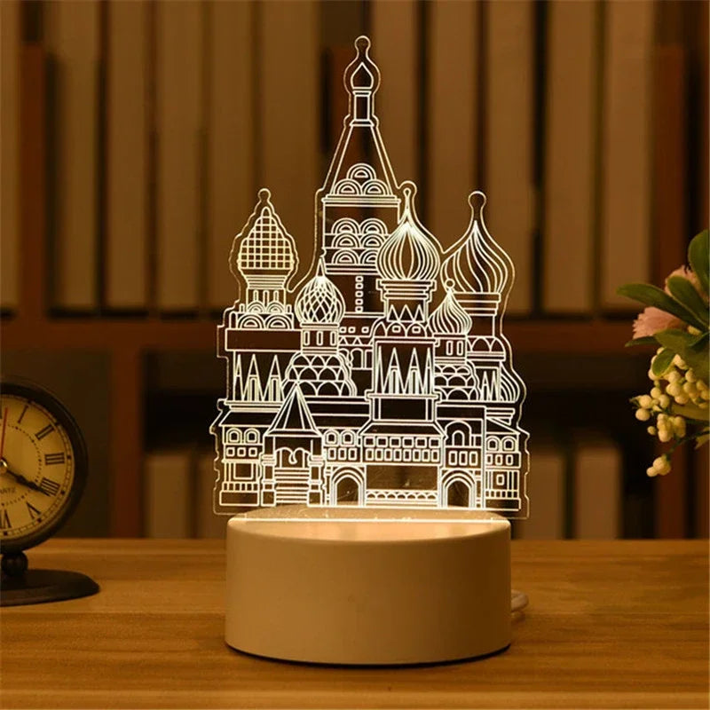 3D Visual Illusion Night Light Visual Creative LED Desk Lamp Changes USB Powered Gift for Kids