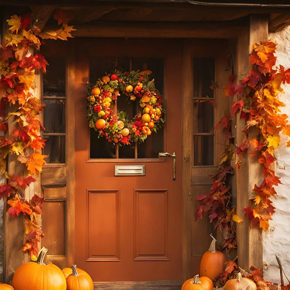 Thanksgiving Decorations Fall Maple Vine Garland Artificial Autumn Fall Foliage Garland Wedding Fireplace Decor Halloween Party