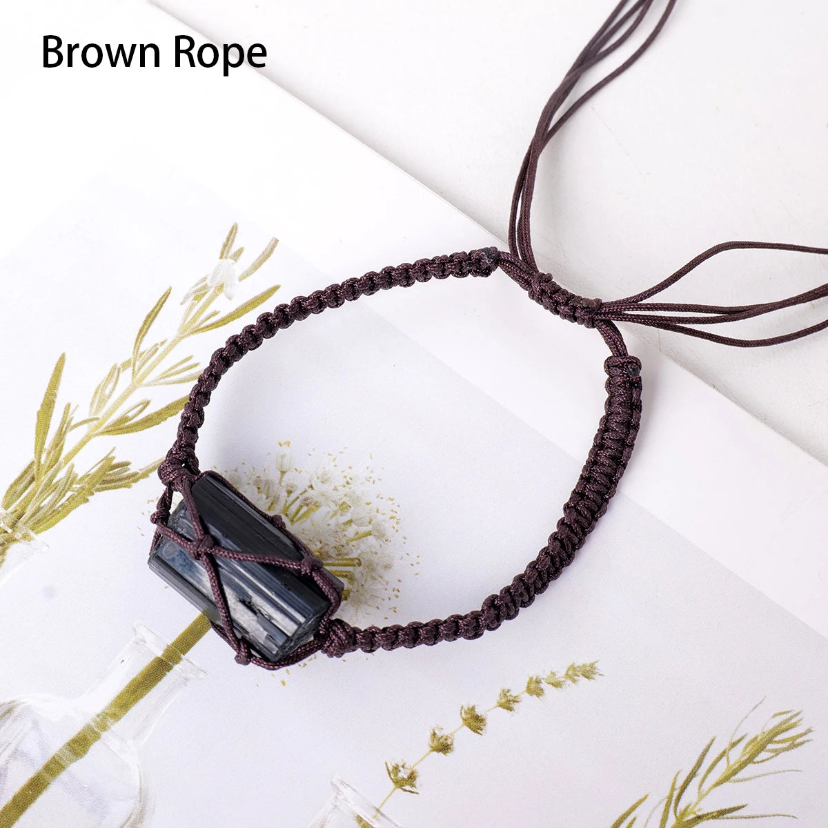 1PC Natural Crystal Black Tourmaline Post Bracelet Adjustable Men Women Wearing Decorative Healing Gift