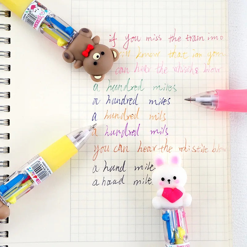 4 pcs/lot Cartoon Love Rabbit Bear 4 Colors Ballpoint Pen Mini Korean Stationery Pens For Writing Cute School Office Supply