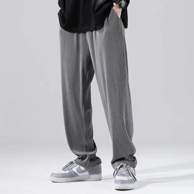 Summer Ice Silk Ultra-thin Ice Silk Pants Men's Loose Casual Pants Quick-drying Harajuku Fashion Pants Men's Thin Trousers