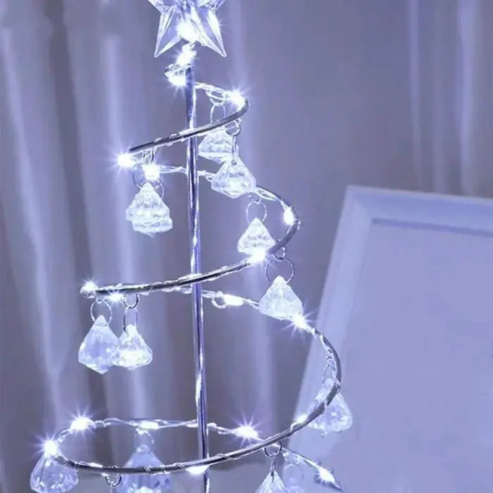 1Pcs LED Desk Lamp Crystal Diamond Christmas Tree Lamp Holiday Living Room Decoration Small Night Lamp Christmas Gift Decoration