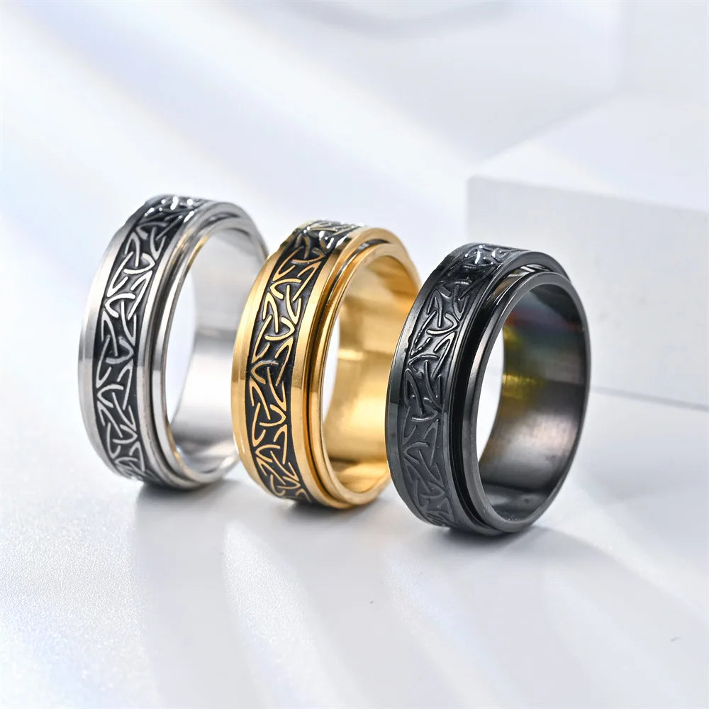 Viking Dragon Stainless Steel Anti Stress Rings Men Fidget Spinner Free Shipping Anti Anxiety Relaxing Rotating Ring Anillo