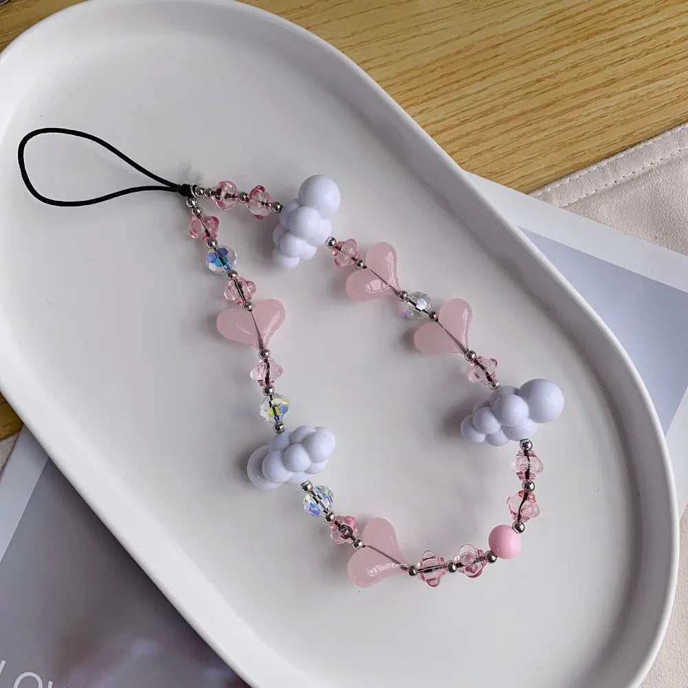 HERLOOK Love Heart Phone Straps Clouds Phone Charm Y2K Accesories String for Cellphone Jewelry