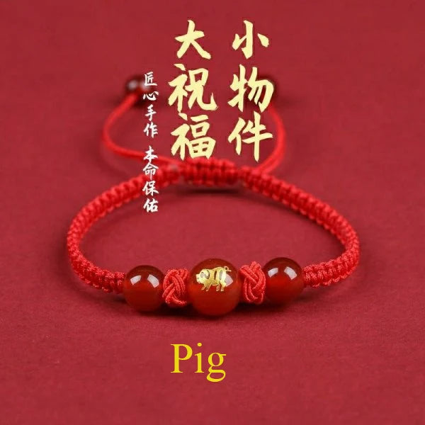 Good Luck 12 Constellation Zodiac Sign Braided Animal Couples Bracelet for Men Women Red Rope Bracelet New Year Jewelry Gift