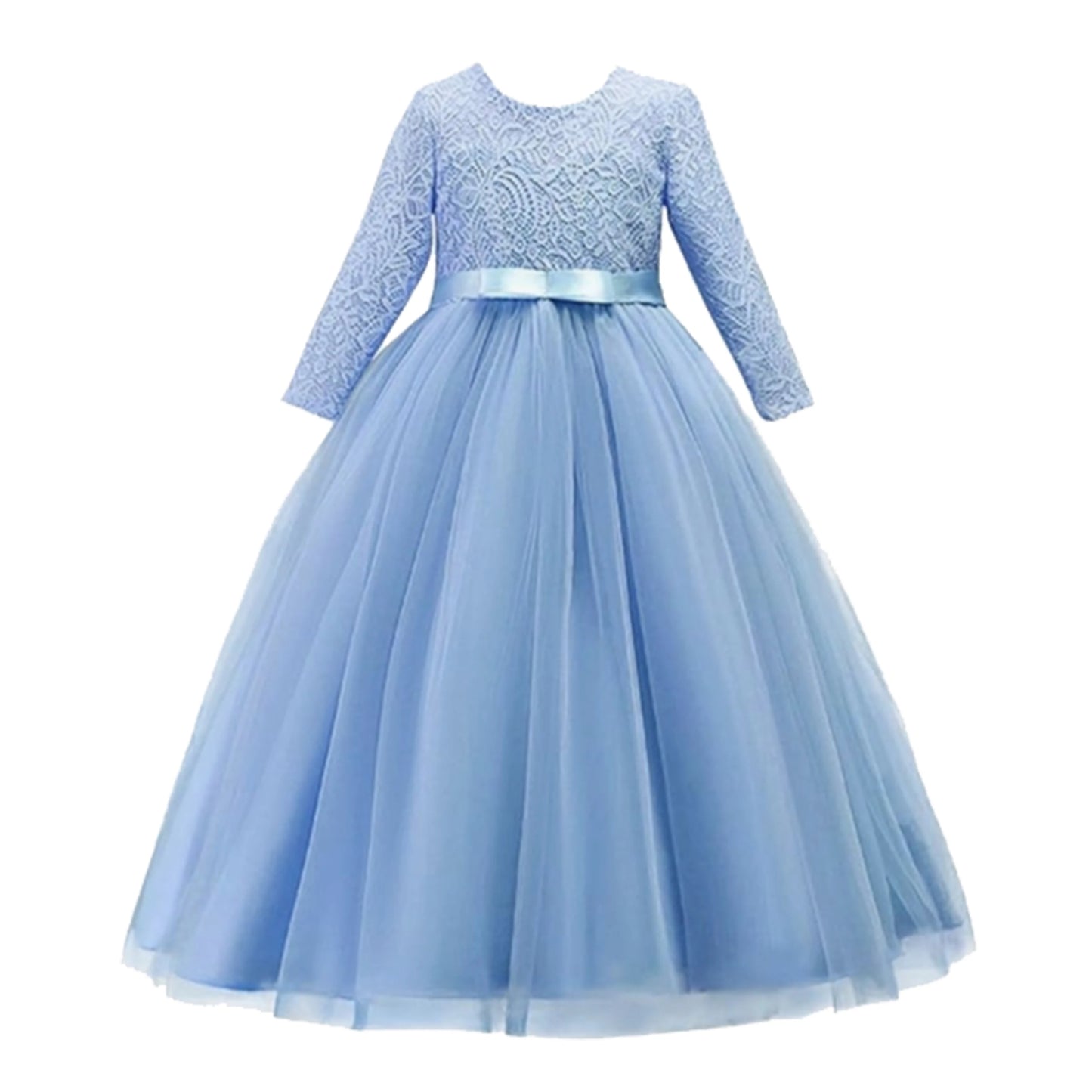 Little Big Girls Spring 3/4 Sleeves Lace Flower Girl Birthday Party Holiday Long Dress KLS1660