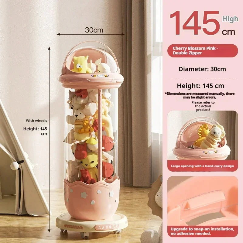 Astronaut Doll Storage Box Children's Plush Toys Storage Boxes Transparent Plastic Stuffed Home Storages Organization Zipper Bin