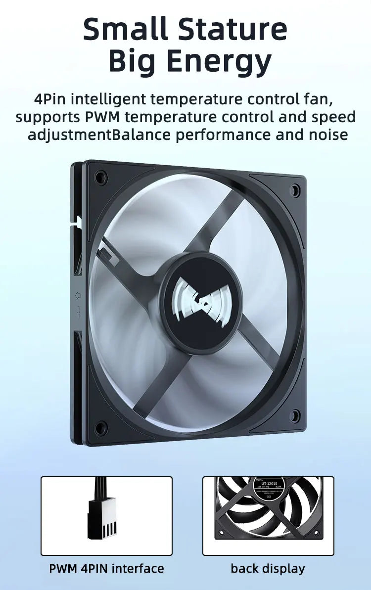 Teucer UT-12015 Ultrathin 15mm Thinckness 12cm Chassis Fan 12V/4Pin PWM FBD Bearing PC Case Cooling Ventilator 1-10pcs with Hub