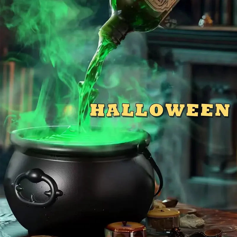 Halloween Witch Cauldron With LED Light & Fog Mist Maker Skeleton Decor for Spooky Hocus Pocus Party, Home, Halloween Party