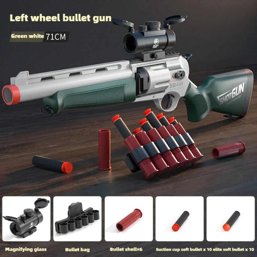 Soft Bullet Toy Guns Foam Revolver Blaster with Sight, Educational Outdoor Shooting Game Shotgun Model for Kids Christmas Gift