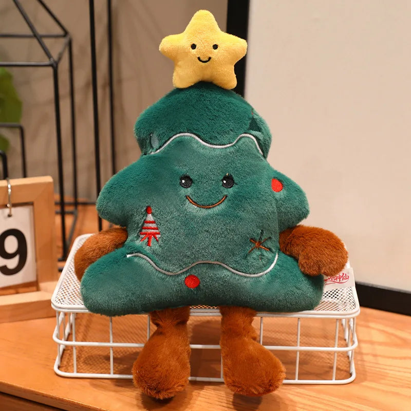 Cute Christmas Gingerbread Man Plush Toy Chocolate Cookie Doll Christmas Tree Santa Claus Decor Christmas Gift Box For Kids