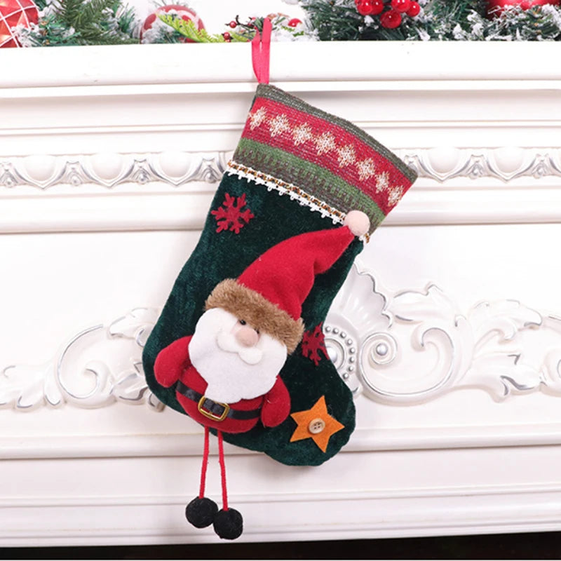 Christmas Gift Santa Claus Snowman Socks Christmas Tree Ornament Christmas Stocking Decoration Christmas Sock Kids Candy Bag