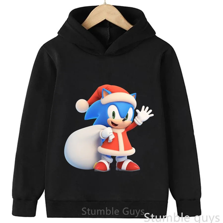 Anime Sonic Kids Hoodie Trucksuit Autumn Boys Girls Cartoon Clothes Christmas Gift Cool Match Sneakers Sweatshirt