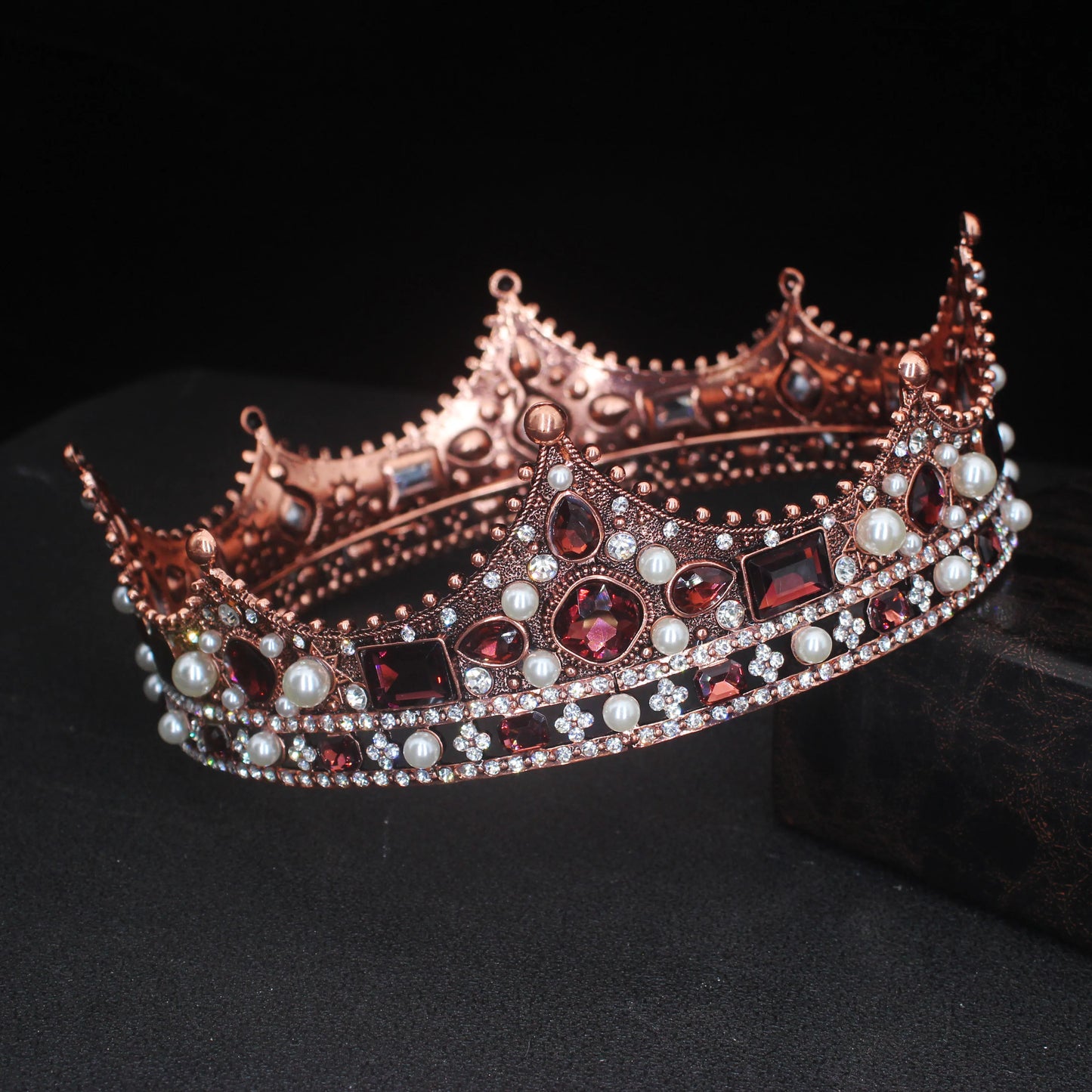 Vintage Baroque Tiara Crown Bride Crystal Queen King Crown Wedding Hair Jewelry Accessories Women Men Pageant Prom Headpiece