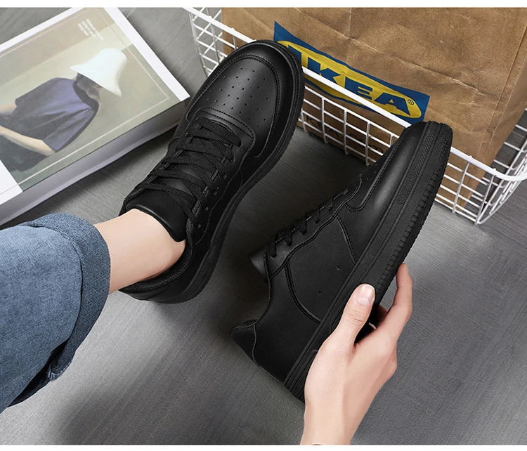 White Casual Sneakers for Men Leather Shoes Fashion Male Mens Tenis Autumn Platform Breathable Flat Man Running Sport Shoes 2024