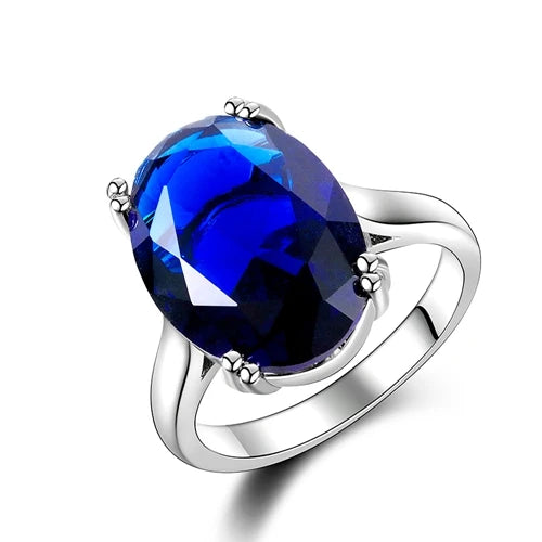 Fashion Big Oval AAAAA Zircon Rainbow Gemstone 13*18MM Multicolor Tourmaline Wedding Ring Bridal Jewelry Engagement Party Gift