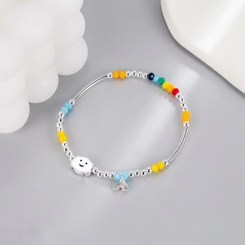 Rainbow Bear Love Beaded Pendants Bracelet for Women Y2K Elegant Trendy Handmade Bead Chain Party Jewelry Gifts