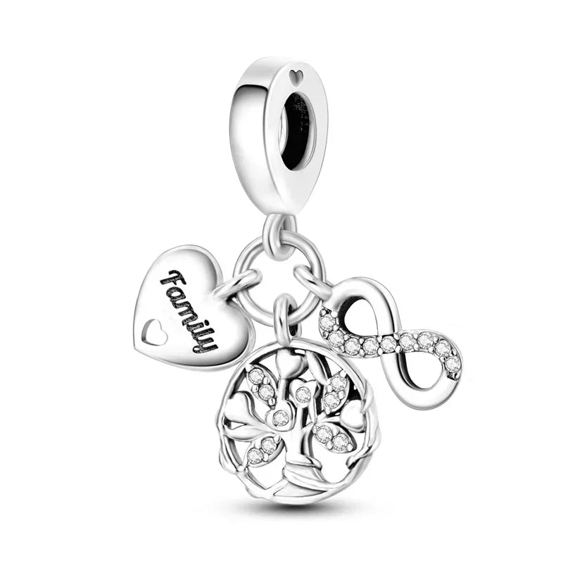 925 Sterling Silver Green Series Flower Tree Apple Pendant DIY Fine Beads Fit 4MM hole diamete Charms Bracelet Women Jewelry Diy