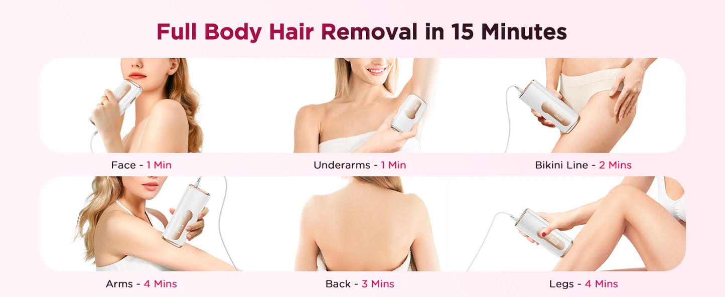 Upgrade Laser Hair Removal 999900+ Flashes IPL Permanent Epilator Hair Remover (RA & SC & HR) 3 in 1 Women Face Bikinis Trimmer