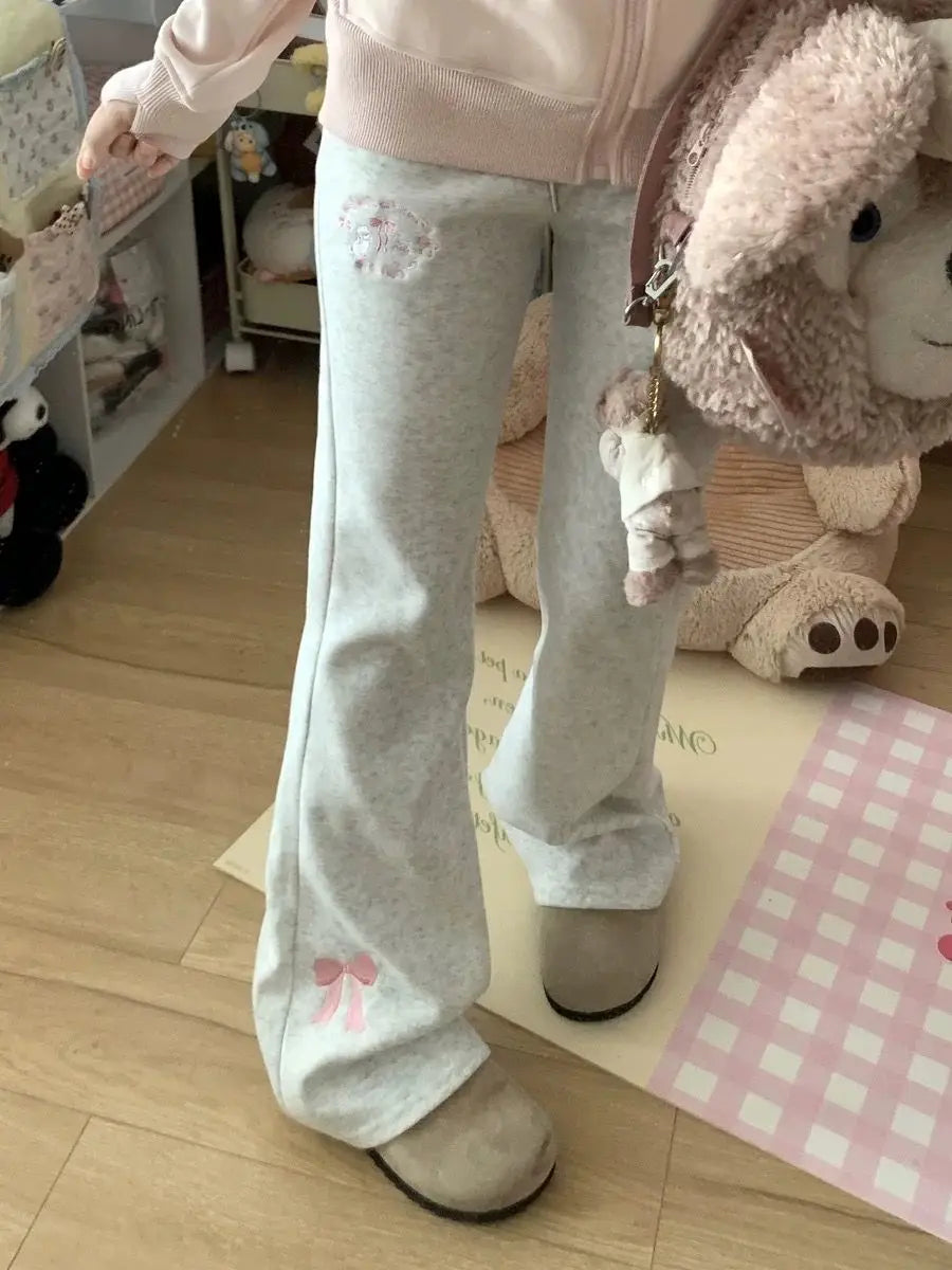 Sweet Girl Cute Straight Pants Spring New Casual All Match Sports Sweatpants Elastic Waist Cartoon Y2k Aesthetic Women Pants