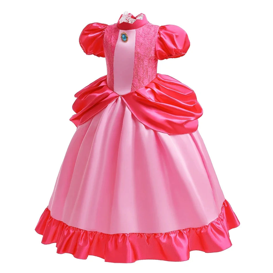 Peach Dress For Girls Cosplay Dress Up Princess Costume Halloween Game Role Play 4 6 8 10 Yrs Kid