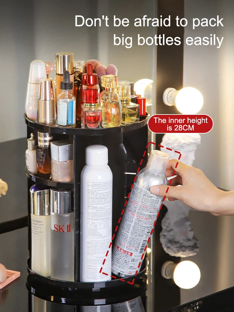 360 Degree Rotating Cosmetic Storage Rack Adjustable Layer Cosmetic Storage Rack With Slot Top Rotating Skincare Device