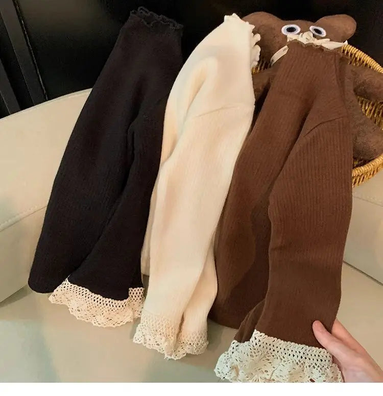 Girls Shirt 2025 Spring and Autumn New Baby Lace T-shirt Kids Top Children's Clothing