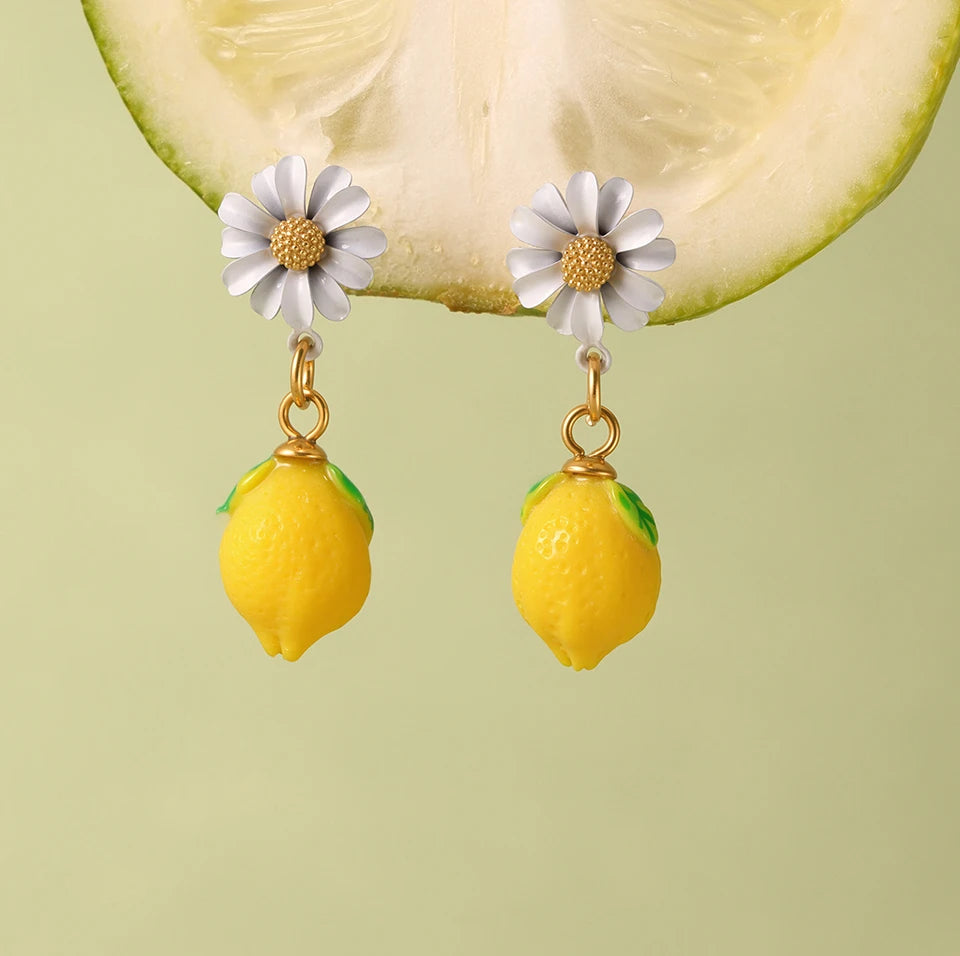 Shell Beads Bracelet With Multi Lemon Charms For Women Handmade Beaded Bracelets Matching Earrings Necklace Cute Jewelry Sets