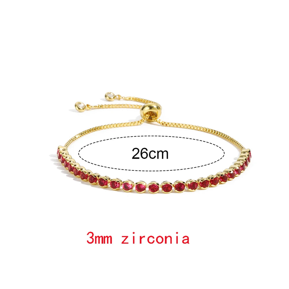 Luxury Rainbow Adjustable Multicolor Tennis Bracelets For Women Ladies Wedding Colorful Zircon Charm Bracelet Hand Chain Jewelry