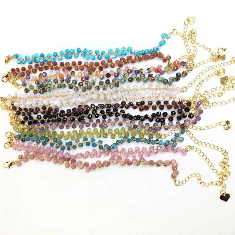 Gold Color 4MM Natural Stone Tourmaline Crystal Quartz Bracelet on Hand for Women Jewelry Party /Wedding Luxury Gift Handwork