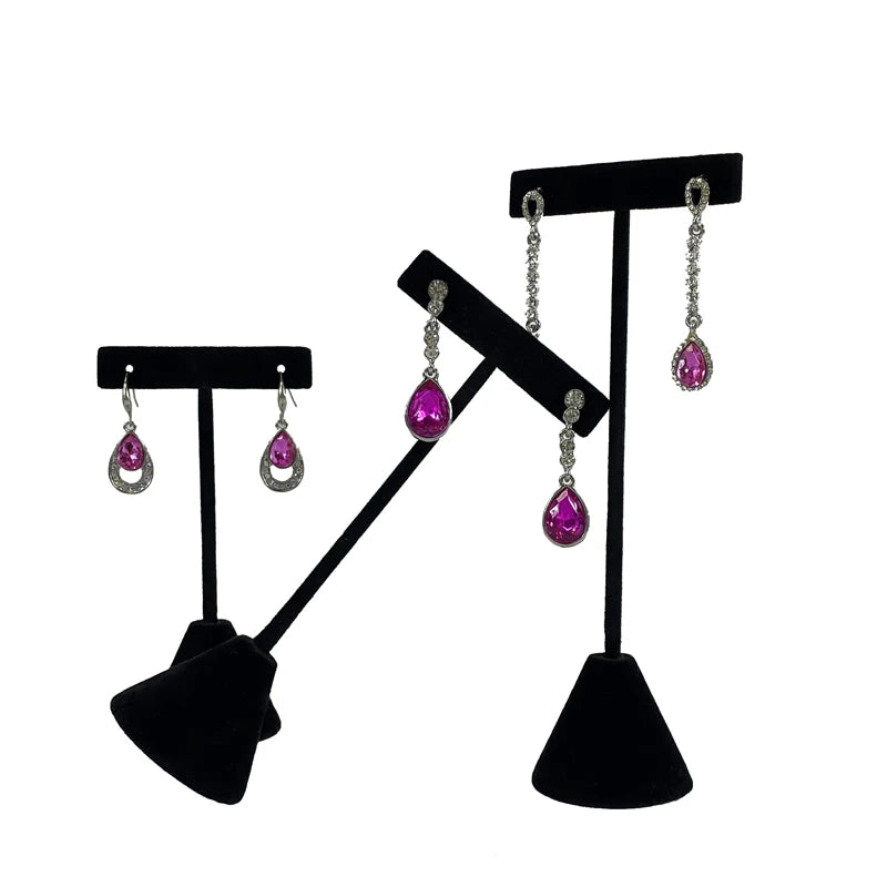 T-shaped Earring Display Stand Velvet PU Leather Jewerly Display Rack Earring Stud Accessories Display Storage Props 3Pcs/lot