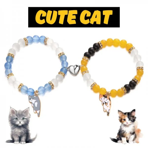 Handmade Couple Cute Cat Bracelet Unique Stylish Hand Rope For Women Men Beaded Woven Bracelet Wrist Jewelry Gifts