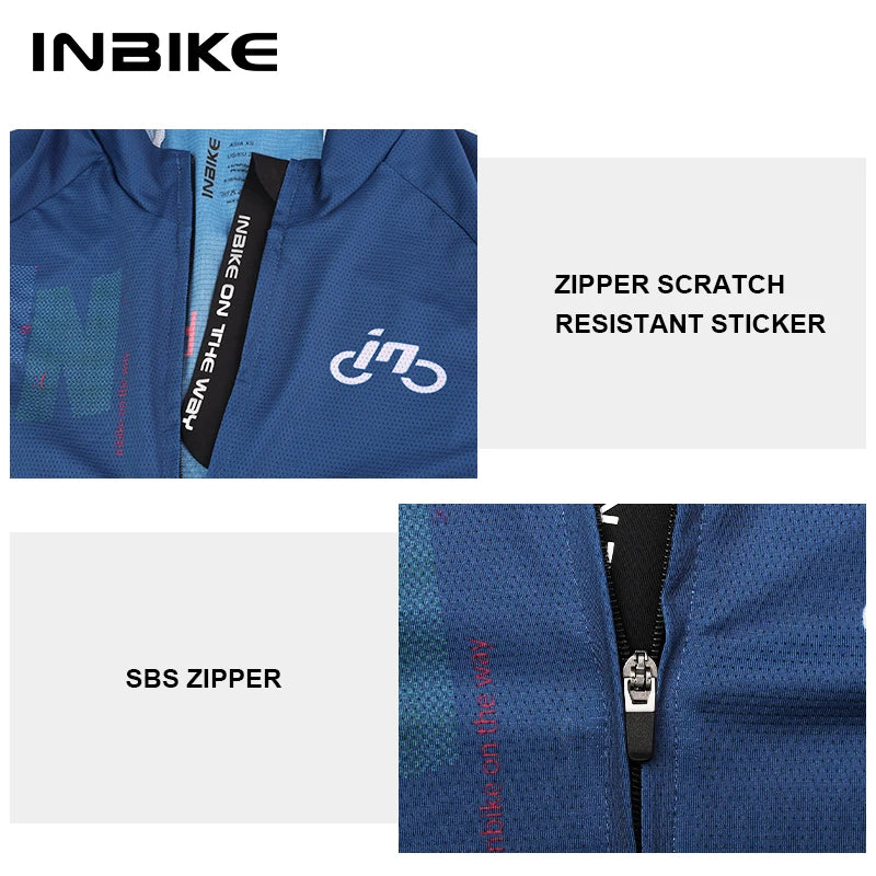 INBIKE Summer Men's Cycling Short Sleeve Bicycle Jersey Quick-Dry Road Bike Riding Shirt Man MTB Cycling Clothing with Pockets