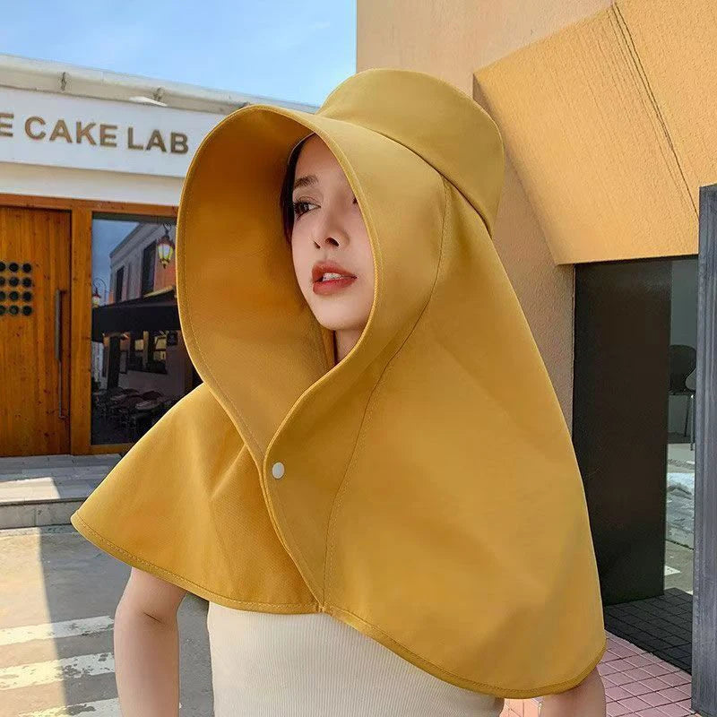 Summer Large Shawl Sun Hat For Women Outdoor UV Anti Neck Protection Fisherman Hat Ladies Outdoor Travel Sunscreen Ponytail Cap