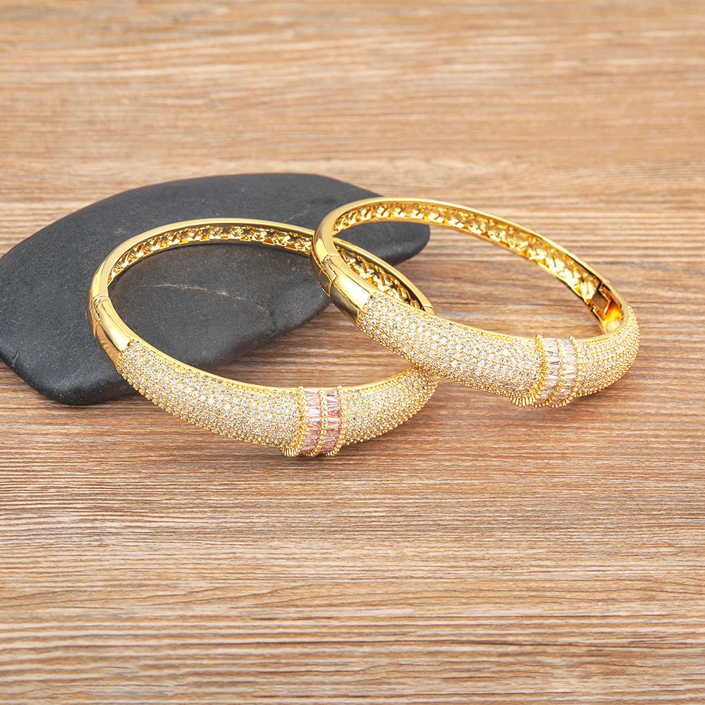 Nidin High Quality Pave Shiny Zircon Charm Bracelets 6 Colors For Women Wedding Party Adjustable Bangles Luxury Jewelry Gifts