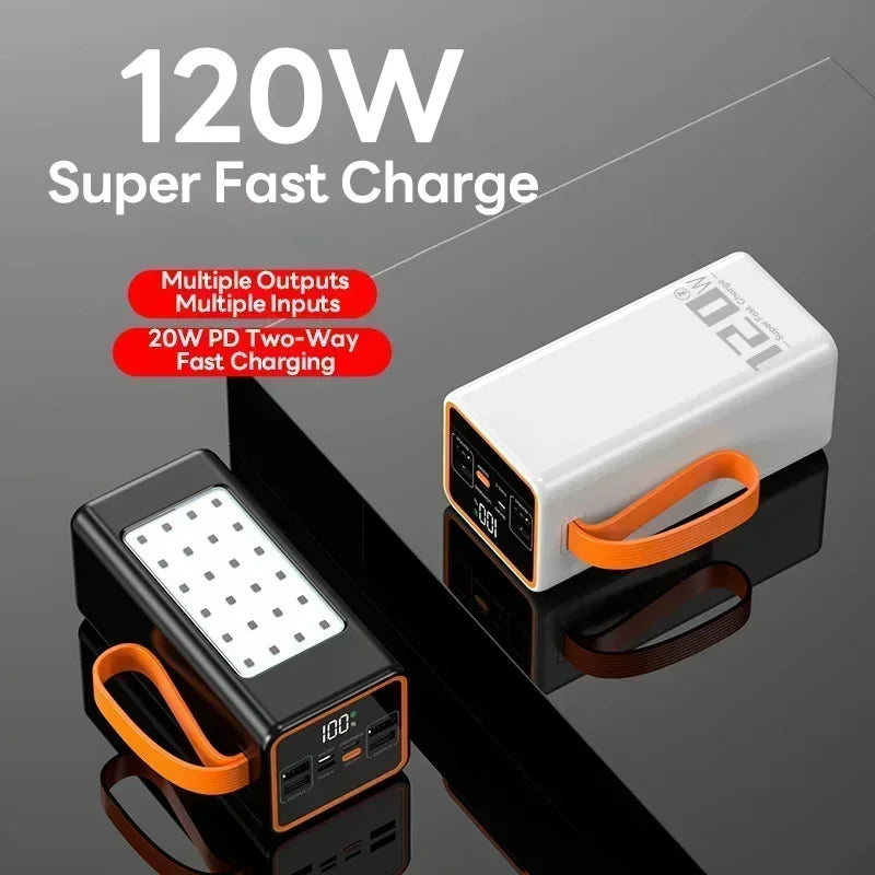 200000mAh Two-way Fast Charging 120W Portable Charger Power Bank Fast Charging External Tito C for xiaomi iPhone W/LED Light